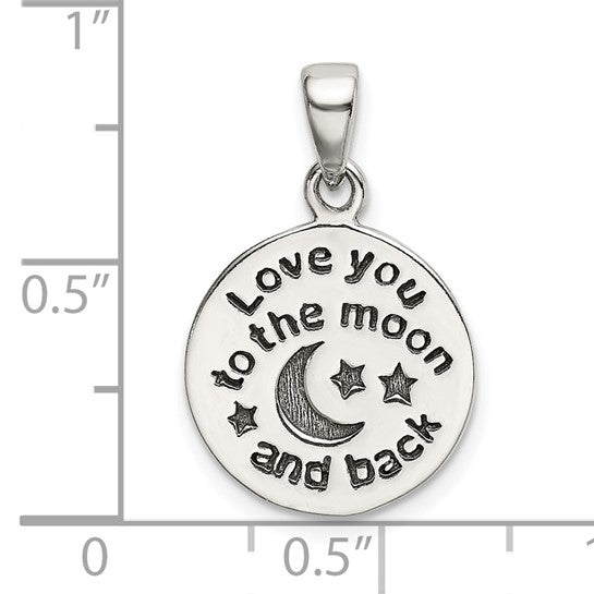 Sterling Silver LOVE YOU TO THE MOON Antiqued star & Moon Charm