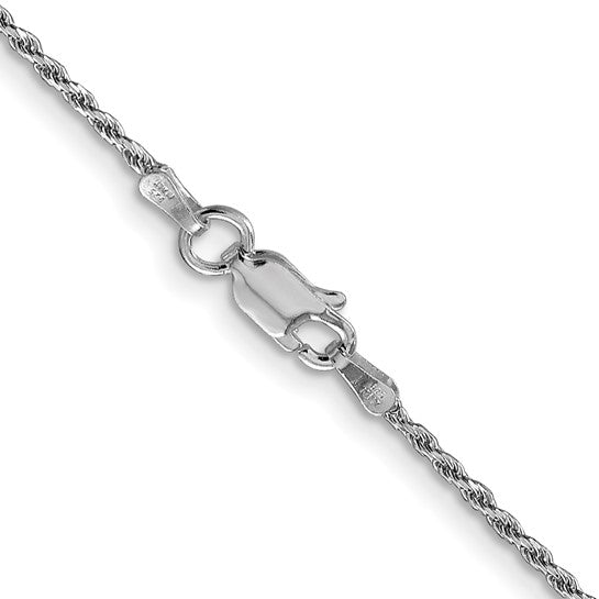 Sterling Silver Rhodium 1.5mm Diamond-cut Rope Chain