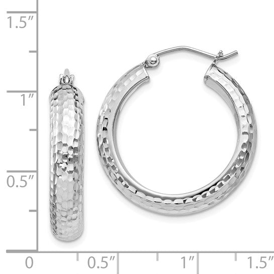 Sterling Silver Diamond-cut Hoop Earrings