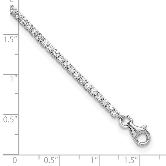 Sterling Silver Rhodium-plated 2mm CZ Tennis Anklet