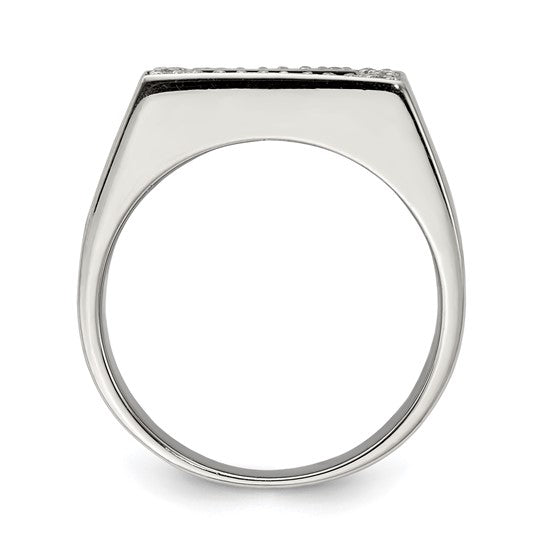 Sterling Silver RP Men's CZ & Onyx Ring
