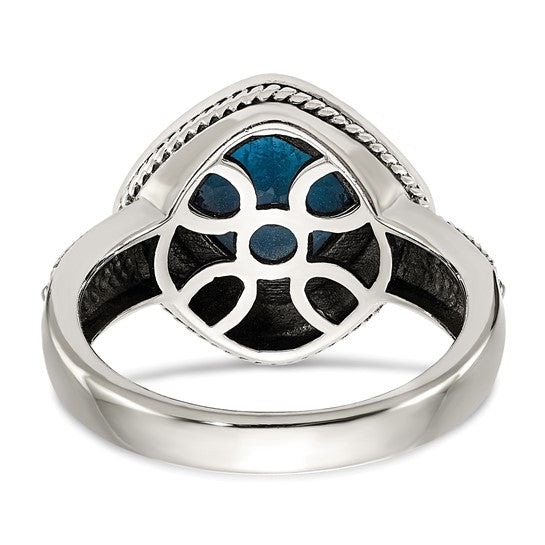 Shey Couture Sterling Silver with 14K Accent Antiqued London Blue Topaz Ring