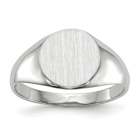 10K White Gold Closed Back Signet Ring