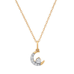 10K Yellow Gold Diamond Moon Pendant