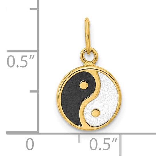 14K Black/White Enamel Yin and Yang Charm