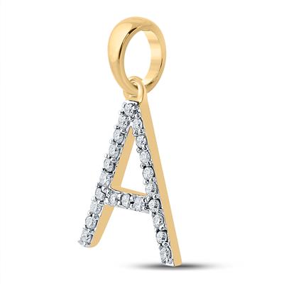 10K Gold 1/5Cttw Diamond Pendant Initial A