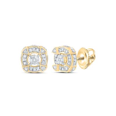 10K Yellow Gold Round Mens Earrings