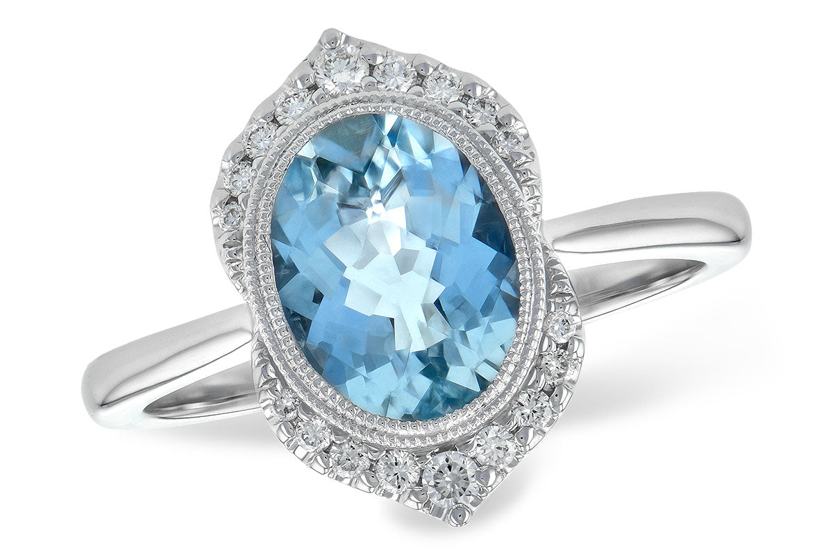14K White Gold Aquamarine Diamond