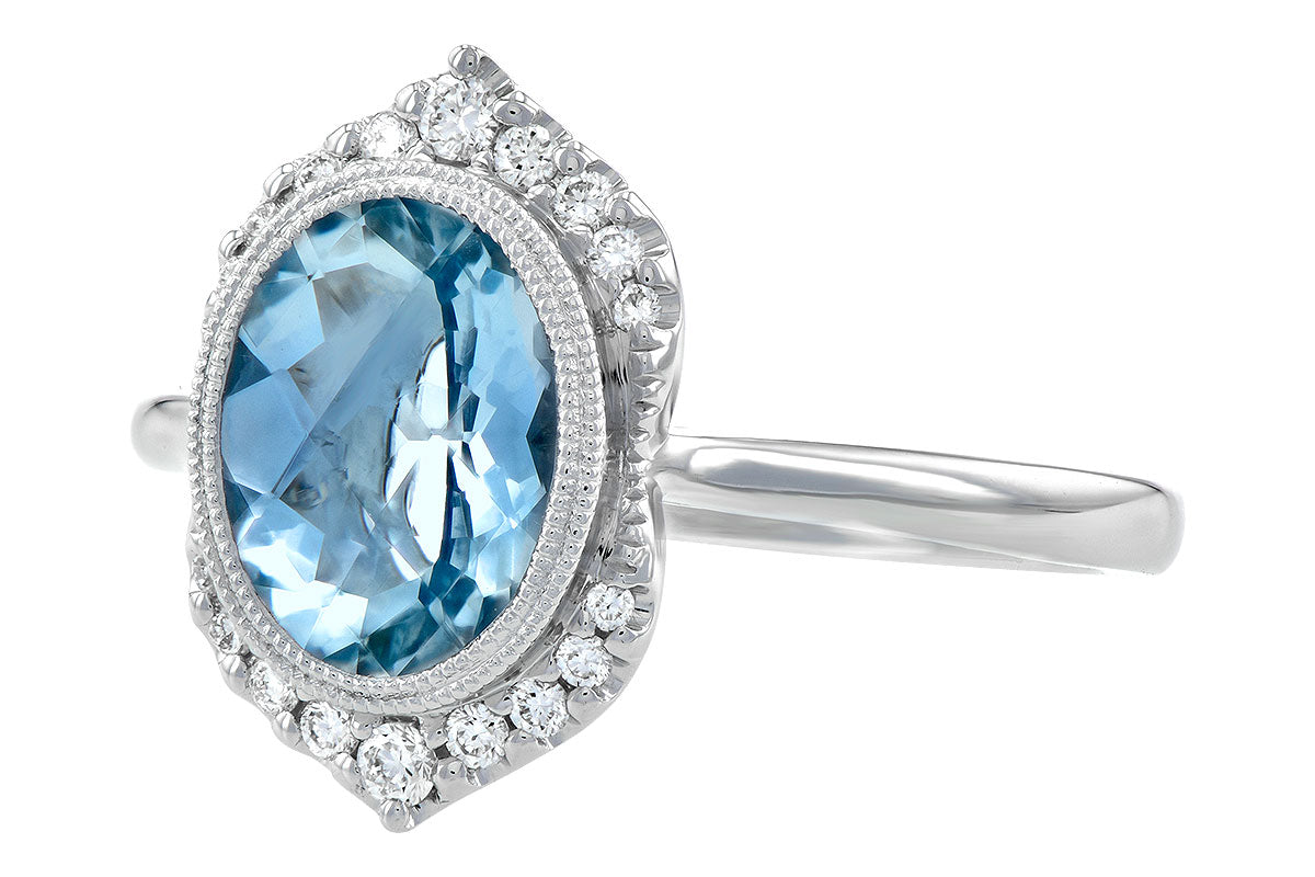 14K White Gold Aquamarine Diamond