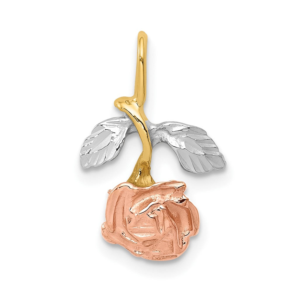 10k Yellow, White & Rose Rhodium Rose Chain Slide