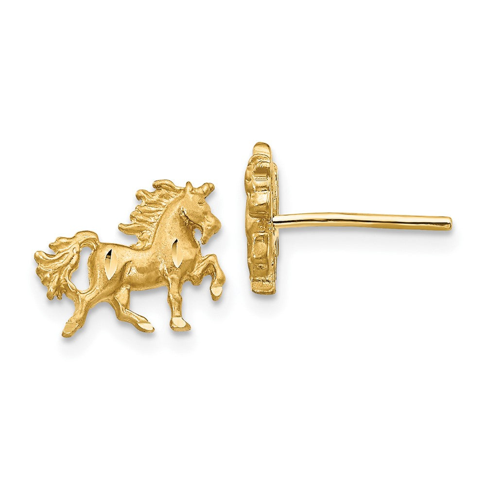10K Satin Diamond-cut Unicorn Post Earrings