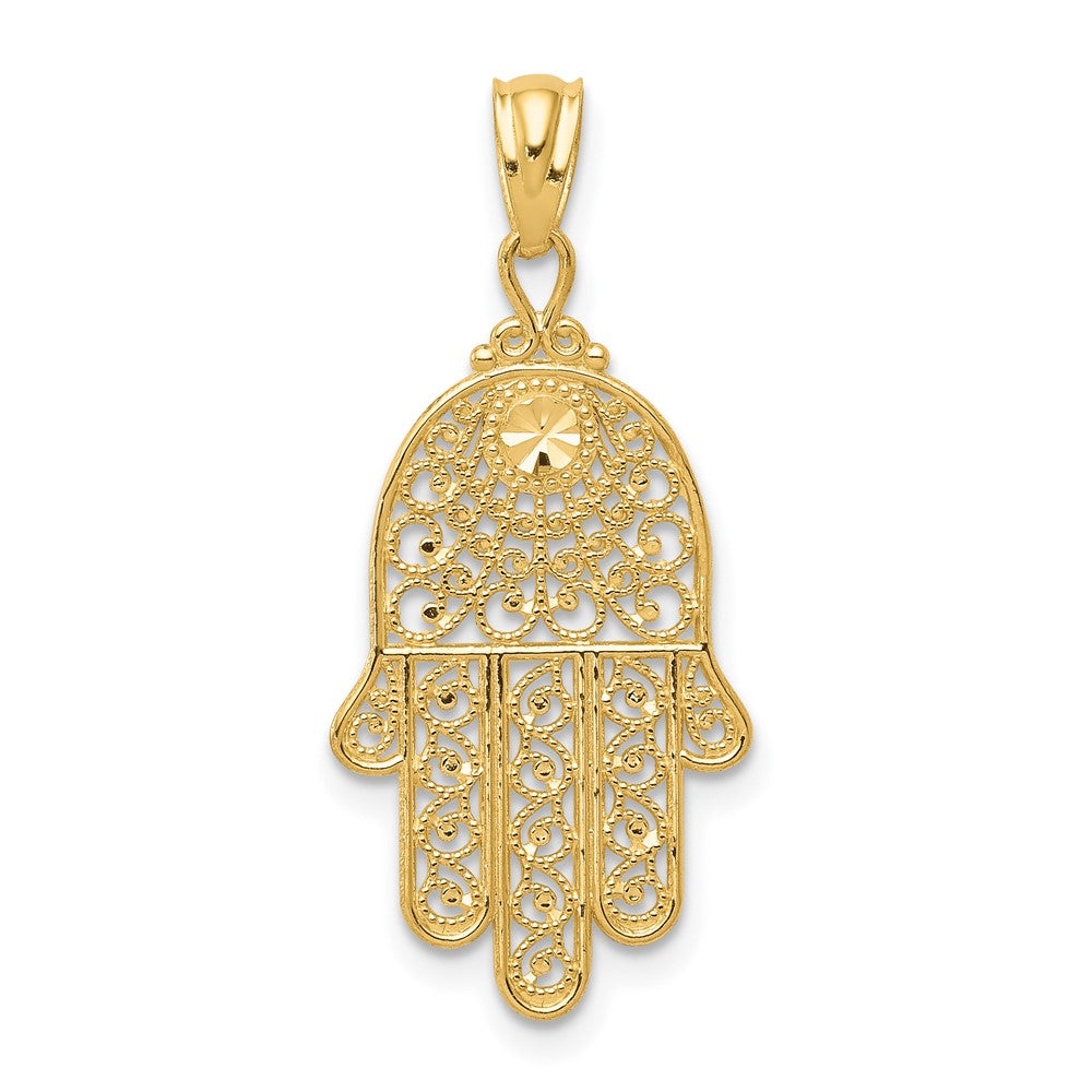 10k Yellow Gold Hamsa Pendant