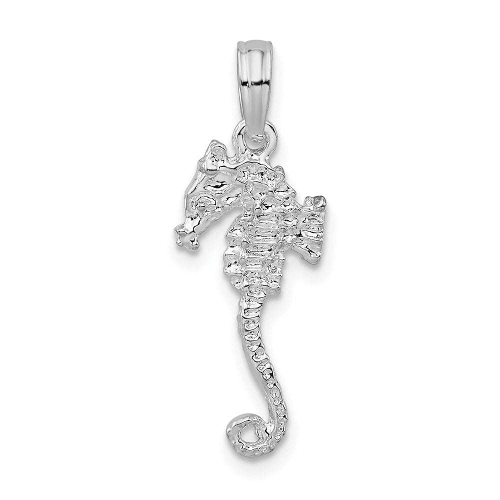 Sterling Silver Polished/Textured 3D Sea Horse Pendant