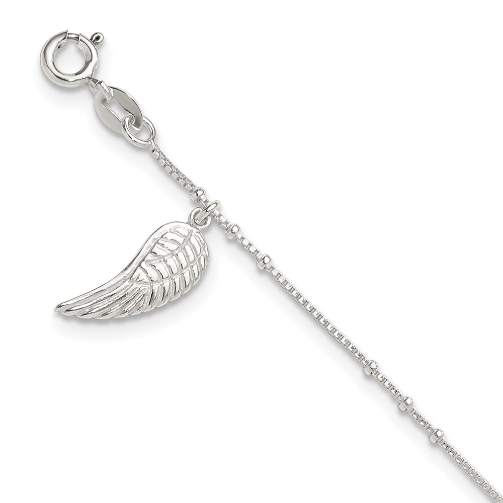 Sterling Silver Polished Wing Dangle Anklet