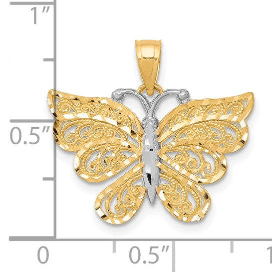 10K w/ Rhodium Butterfly Pendant