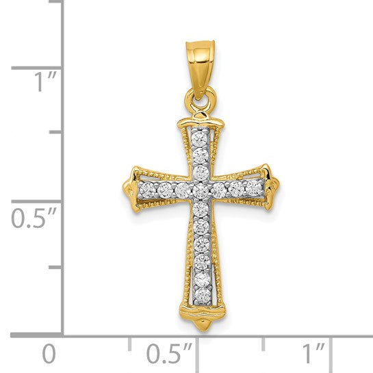 10K CZ Cross Pendant