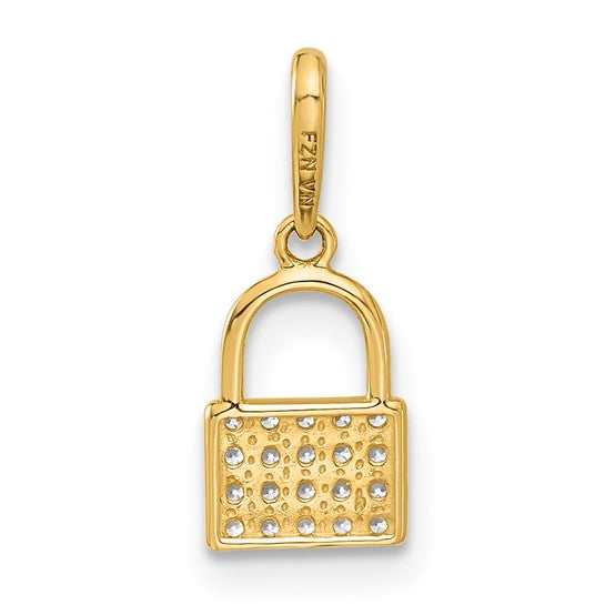 10K CZ Lock Charm