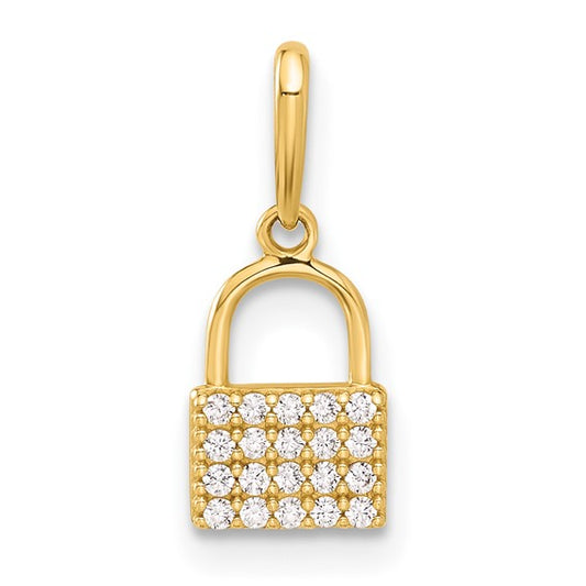 10K CZ Lock Charm