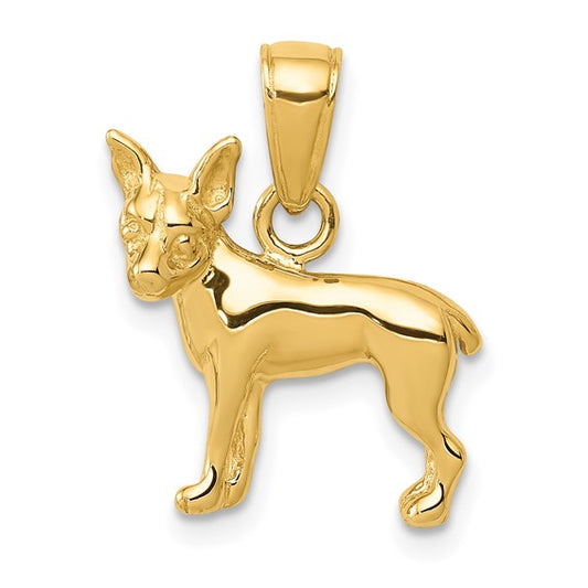 10K Yellow Chihuahua Dog Charm