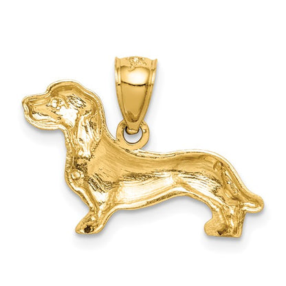 10K Yellow Diamond-Cut Dachshund Charm