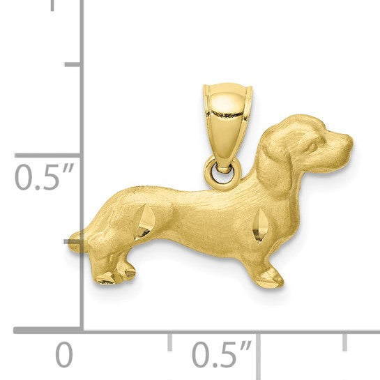 10K Yellow Diamond-Cut Dachshund Charm