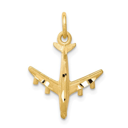 10K Satin Airplane Charm