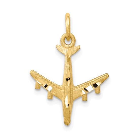 10K Satin Airplane Charm