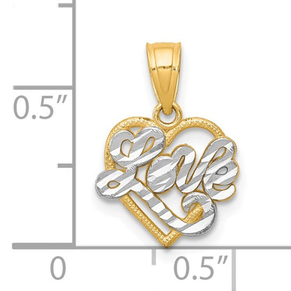 10K w/ Rhodium LOVE Heart Charm