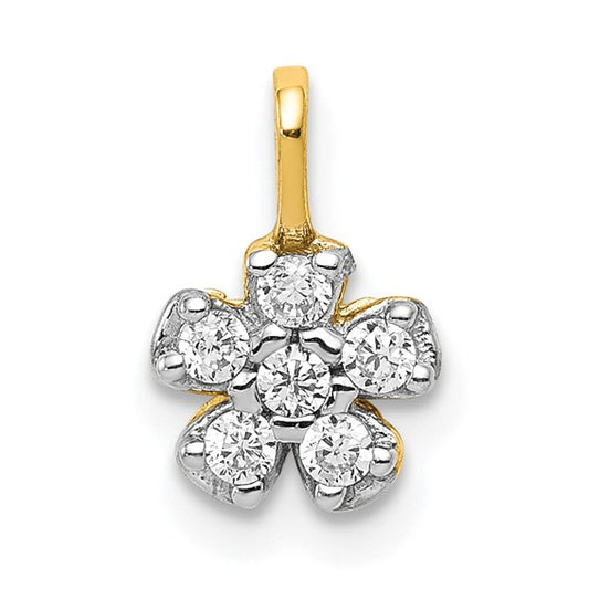 10K Small CZ Flower Charm