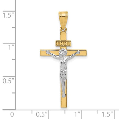 10K Two-tone INRI Crucifix Pendant