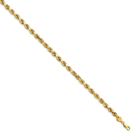 10K Yellow Gold 5.5mm Semi-solid Dia-Cut Rope Chain