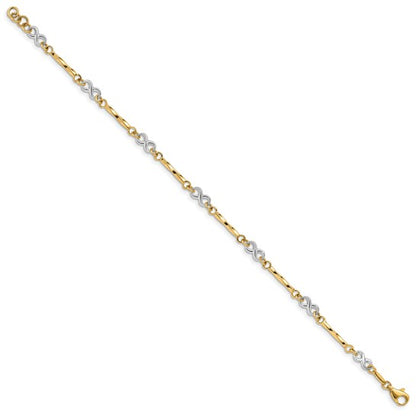 10k Two-tone Fancy Infinity & Link Bracelet