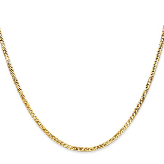 10K Yellow Gold 2.2mm Flat Beveled Curb Chain