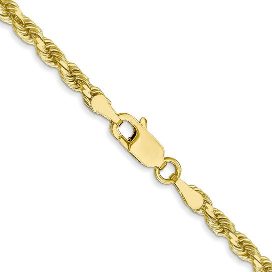 10K Yellow Gold 3mm Diamond-cut Solid Rope Chain