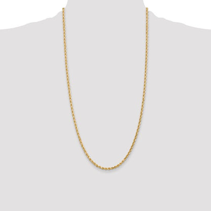 10K Yellow Gold 3mm Diamond-cut Solid Rope Chain
