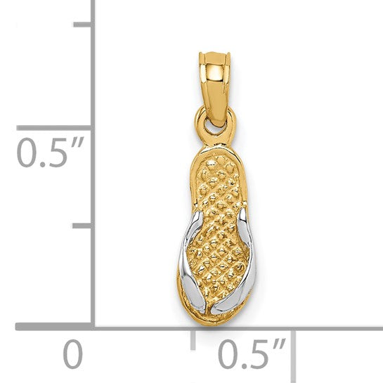 10K Gold & Rhodium Single Flip-Flop Pendant