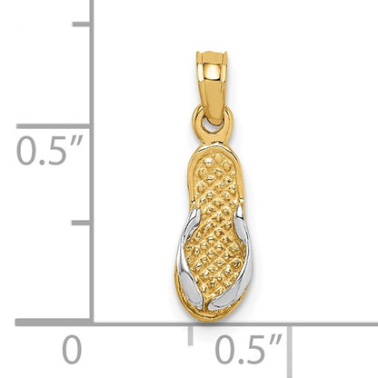 10K Gold & Rhodium Single Flip-Flop Pendant