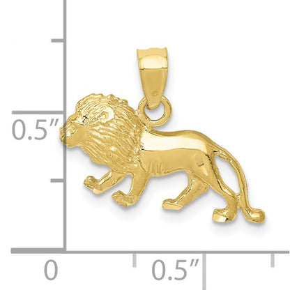 10K Yellow Diamond-Cut Lion Pendant