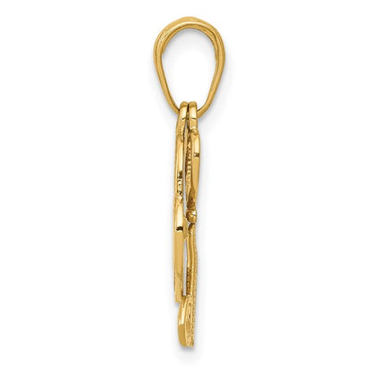 10K Polished Heart Key & Lock Charm