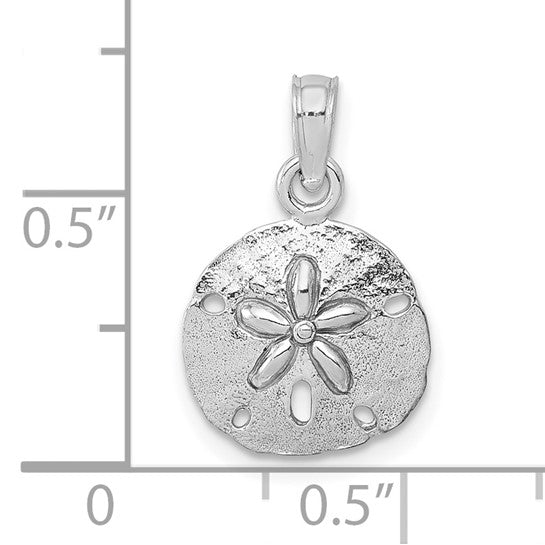 10K White Gold Polished Sand Dollar Pendant