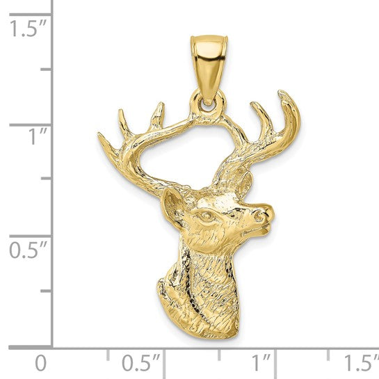 10K Yellow Deer Head Profile Charm