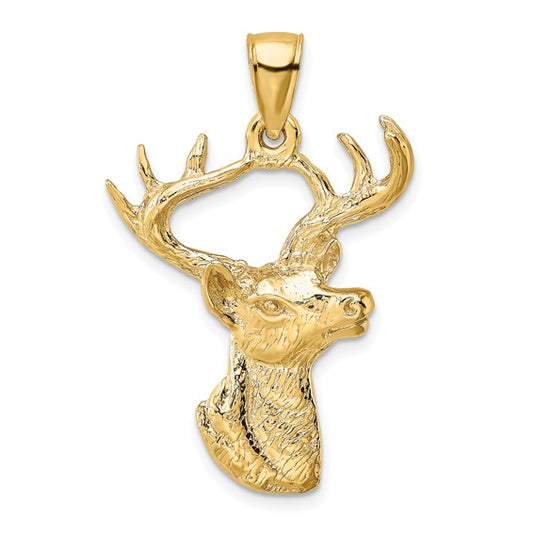 10K Yellow Deer Head Profile Charm