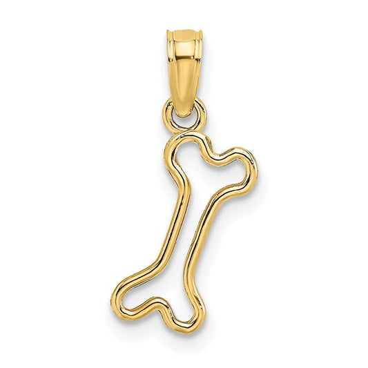 10K Yellow Mini Dog Bone Charm