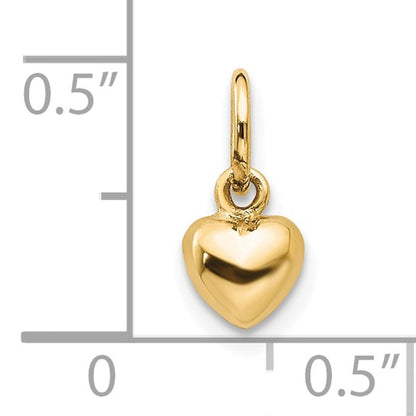 10K Polished 3-D Heart Charm