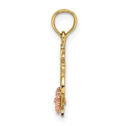 10K Two-Toned #1 GRANDMA With Flower Charm
