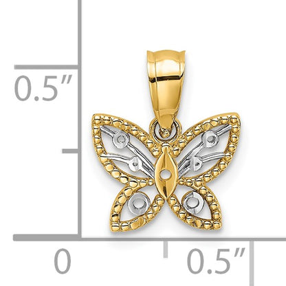 10k w/ Rhodium Mini Dia Cut Butterfly Charm