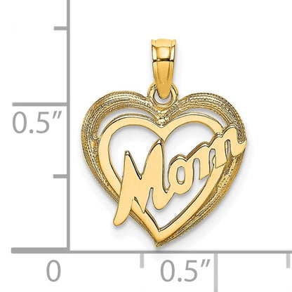 10K MOM Heart Charm