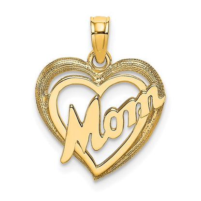 10K MOM Heart Charm