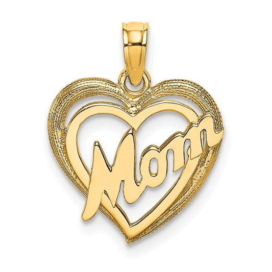 10K MOM Heart Charm