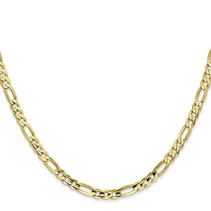 10K Yelow Gold 4mm Concave Open Figaro Chain